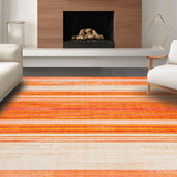 Ultra Soft Area Rug, Non Slip, Stain Resistant, Washable Area Rugs for Living Room, Bedroom, Artful Stripes with Playful Vibes(Orange)