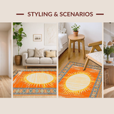 Ultra Soft Area Rug, Non Slip, Stain Resistant, Washable Area Rugs for Living Room, Bedroom, Vibrant Colorful Geometric Delight(Orange)