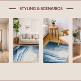 Ultra Soft Area Rug, Non Slip, Stain Resistant, Washable Area Rugs for Living Room, Bedroom, Sleek Neutral Hues with Fluid Patterns(Blue)