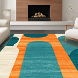 Ultra Soft Area Rug, Non Slip, Stain Resistant, Washable Area Rugs for Living Room, Bedroom, Sophisticated Linear Aesthetics(Orange)