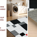Ultra Soft Area Rug, Non Slip, Stain Resistant, Washable Area Rugs for Living Room, Bedroom, Trendy Symmetrical Dice Arrangement(Black)