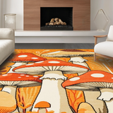 Ultra Soft Area Rug, Non Slip, Stain Resistant, Washable Area Rugs for Living Room, Bedroom, Artistic Abstract Fungi Style(Orange)