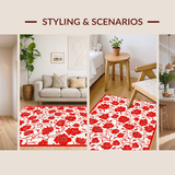 Ultra Soft Area Rug, Non Slip, Stain Resistant, Washable Area Rugs for Living Room, Bedroom, Sophisticated Geometric Rose Pattern(Red)