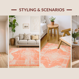 Ultra Soft Area Rug, Non Slip, Stain Resistant, Washable Area Rugs for Living Room, Bedroom, Refined Geometric Terracotta Palette(Orange)