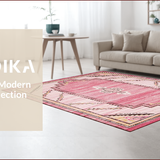 Ultra Soft Area Rug, Non Slip, Stain Resistant, Washable Area Rugs for Living Room, Bedroom, Trendy Round Western Aesthetic(Pink)