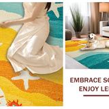 Ultra Soft Area Rug, Non Slip, Stain Resistant, Washable Area Rugs for Living Room, Bedroom, Kids Early Learning Ocean Animal Alphabet Number Play Carpet(Yellow)