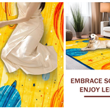 Ultra Soft Area Rug, Non Slip, Stain Resistant, Washable Area Rugs for Living Room, Bedroom, Celestial Vivid Cartoon Imagery(Yellow)