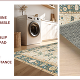 Ultra Soft Area Rug, Non Slip, Stain Resistant, Washable Area Rugs for Living Room, Bedroom, Elegant Vintage Floral Accents(Beige)