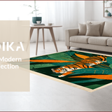 Ultra Soft Area Rug, Non Slip, Stain Resistant, Washable Area Rugs for Living Room, Bedroom, Non-Slip Ultra Thin Bedroom Jungle Tiger Carpet(Green)