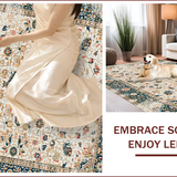 Ultra Soft Area Rug, Non Slip, Stain Resistant, Washable Area Rugs for Living Room, Bedroom, Chic Neutral Toned Leaf Patterns(Ivory)