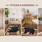 Ultra Soft Area Rug, Non Slip, Stain Resistant, Washable Area Rugs for Living Room, Bedroom, Rustic Nature-Inspired Bear Design(Black)