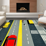 Ultra Soft Area Rug, Non Slip, Stain Resistant, Washable Area Rugs for Living Room, Bedroom, Vibrant Urban Traffic Theme Rug(Gray)