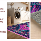 Ultra Soft Area Rug, Non Slip, Stain Resistant, Washable Area Rugs for Living Room, Bedroom, Vibrant Geometric Boho Aesthetic(Pink)