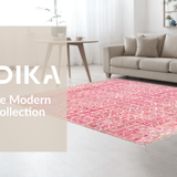 Ultra Soft Area Rug, Non Slip, Stain Resistant, Washable Area Rugs for Living Room, Bedroom, Curvilinear Rug with Playful Ribbon Shape and Uno Reverse Emblem(Pink)