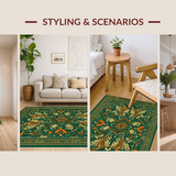 Ultra Soft Area Rug, Non Slip, Stain Resistant, Washable Area Rugs for Living Room, Bedroom, Vintage Animal Print Aesthetic(Green)