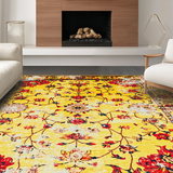 Ultra Soft Area Rug, Non Slip, Stain Resistant, Washable Area Rugs for Living Room, Bedroom, Stylish Retro Floral Aesthetic(Yellow)