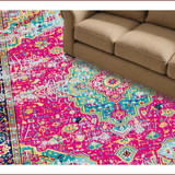 Ultra Soft Area Rug, Non Slip, Stain Resistant, Washable Area Rugs for Living Room, Bedroom, Vibrant Ogee Patterned Visual Appeal(Pink)