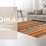 Ultra Soft Area Rug, Non Slip, Stain Resistant, Washable Area Rugs for Living Room, Bedroom, Modern Ethnic Tiled Design(Orange)