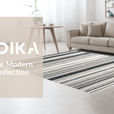 Ultra Soft Area Rug, Non Slip, Stain Resistant, Washable Area Rugs for Living Room, Bedroom, Black and White Linear Stripe Rug, Absorbent Layered Pattern, Non Slip Base(Black)