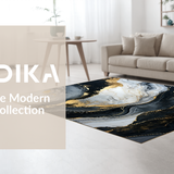Ultra Soft Area Rug, Non Slip, Stain Resistant, Washable Area Rugs for Living Room, Bedroom, Luxurious Soft Toned Swirl(Black)