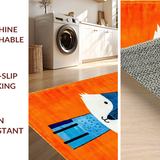 Ultra Soft Area Rug, Non Slip, Stain Resistant, Washable Area Rugs for Living Room, Bedroom, Dynamic Animated Wolf Imagery(Orange)