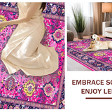 Ultra Soft Area Rug, Non Slip, Stain Resistant, Washable Area Rugs for Living Room, Bedroom, Rustic Traditional Tiled Motifs(Pink)