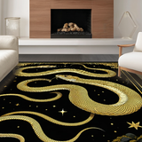 Ultra Soft Area Rug, Non Slip, Stain Resistant, Washable Area Rugs for Living Room, Bedroom, Sophisticated Gothic Serpent Visuals(Gold)