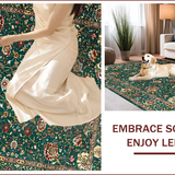 Ultra Soft Area Rug, Non Slip, Stain Resistant, Washable Area Rugs for Living Room, Bedroom, Vintage Floral Medallion Arrangement(Green)