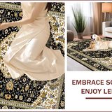 Ultra Soft Area Rug, Non Slip, Stain Resistant, Washable Area Rugs for Living Room, Bedroom, Luxurious Earth Tone Ornate Patterns(Black)