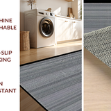 Ultra Soft Area Rug, Non Slip, Stain Resistant, Washable Area Rugs for Living Room, Bedroom, Eclectic Striped Black White Contrast(Gray)