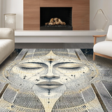 Ultra Soft Area Rug, Non Slip, Stain Resistant, Washable Area Rugs for Living Room, Bedroom, Mystic Sun and Crescent Moon Rug with Zodiac Constellation and Tarot Geometry(Gray)