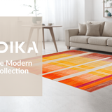 Ultra Soft Area Rug, Non Slip, Stain Resistant, Washable Area Rugs for Living Room, Bedroom, Artful Bright Tiled Composition(Orange)