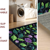 Ultra Soft Area Rug, Non Slip, Stain Resistant, Washable Area Rugs for Living Room, Bedroom, Vivid Botanical Dreamscape Design(Black)