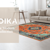 Ultra Soft Area Rug, Non Slip, Stain Resistant, Washable Area Rugs for Living Room, Bedroom, Trendy Rustic Symmetrical Elements(Orange)