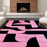 Ultra Soft Area Rug, Non Slip, Stain Resistant, Washable Area Rugs for Living Room, Bedroom, Dynamic Geometric Contrast Layout(Pink)