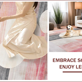 Ultra Soft Area Rug, Non Slip, Stain Resistant, Washable Area Rugs for Living Room, Bedroom, Ethereal Sunburst Geometric Motif(Pink)