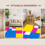 Ultra Soft Area Rug, Non Slip, Stain Resistant, Washable Area Rugs for Living Room, Bedroom, Chic Colorful Lattice Composition(Yellow)