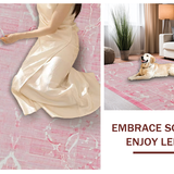 Ultra Soft Area Rug, Non Slip, Stain Resistant, Washable Area Rugs for Living Room, Bedroom, Bow-Shaped Rug with Stylish Loop Pattern and Uno Reverse Symbol(Pink)