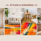 Ultra Soft Area Rug, Non Slip, Stain Resistant, Washable Area Rugs for Living Room, Bedroom, Energetic Modern Artistic Vortex(Yellow)