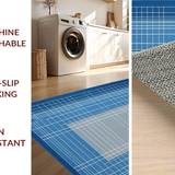 Ultra Soft Area Rug, Non Slip, Stain Resistant, Washable Area Rugs for Living Room, Bedroom, Sleek Blue Tiled Pattern(Blue)