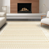 Ultra Soft Area Rug, Non Slip, Stain Resistant, Washable Area Rugs for Living Room, Bedroom, Rustic Geometric Neutral Palette(Beige)
