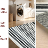 Ultra Soft Area Rug, Non Slip, Stain Resistant, Washable Area Rugs for Living Room, Bedroom, Stylish Striped Doormat Layering Rug, Non Slip(Black)
