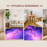 Ultra Soft Area Rug, Non Slip, Stain Resistant, Washable Area Rugs for Living Room, Bedroom, Vibrant Abstract Cosmic Swirls(Purple)