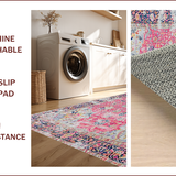 Ultra Soft Area Rug, Non Slip, Stain Resistant, Washable Area Rugs for Living Room, Bedroom, Charming Vintage Floral Motif(Pink)