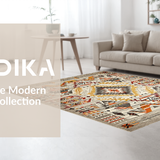Ultra Soft Area Rug, Non Slip, Stain Resistant, Washable Area Rugs for Living Room, Bedroom, Contemporary Tiled Pattern Aesthetic(Beige)