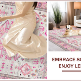 Ultra Soft Area Rug, Non Slip, Stain Resistant, Washable Area Rugs for Living Room, Bedroom, Chic Ethnic Floral Arrangement(Pink)
