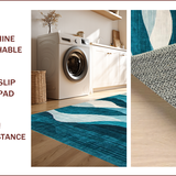 Ultra Soft Area Rug, Non Slip, Stain Resistant, Washable Area Rugs for Living Room, Bedroom, Contemporary Abstract Teal Tones(Blue)