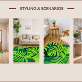 Ultra Soft Area Rug, Non Slip, Stain Resistant, Washable Area Rugs for Living Room, Bedroom, Monstera Leaf Plush(Green)