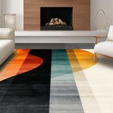 Ultra Soft Area Rug, Non Slip, Stain Resistant, Washable Area Rugs for Living Room, Bedroom, Artistic Abstract Circular Motif(Orange)