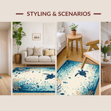 Ultra Soft Area Rug, Non Slip, Stain Resistant, Washable Area Rugs for Living Room, Bedroom, Charming Coastal Animal Print(Blue)